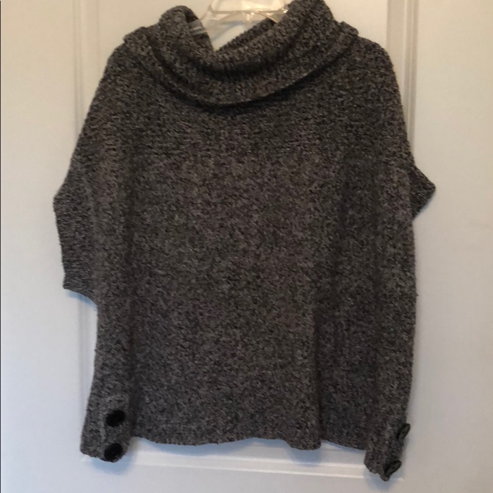 Cowl Neck Short Sleeved Sweater Black Gray